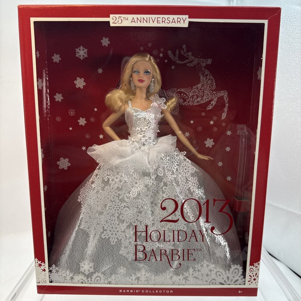 Mattel 2013 Holiday 25th Anniversary Of Holiday Barbie Doll NIB Blond Hair X8271
